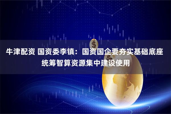 牛津配资 国资委李镇：国资国企要夯实基础底座 统筹智算资源集中建设使用