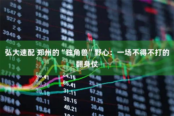 弘大速配 郑州的“独角兽”野心：一场不得不打的翻身仗